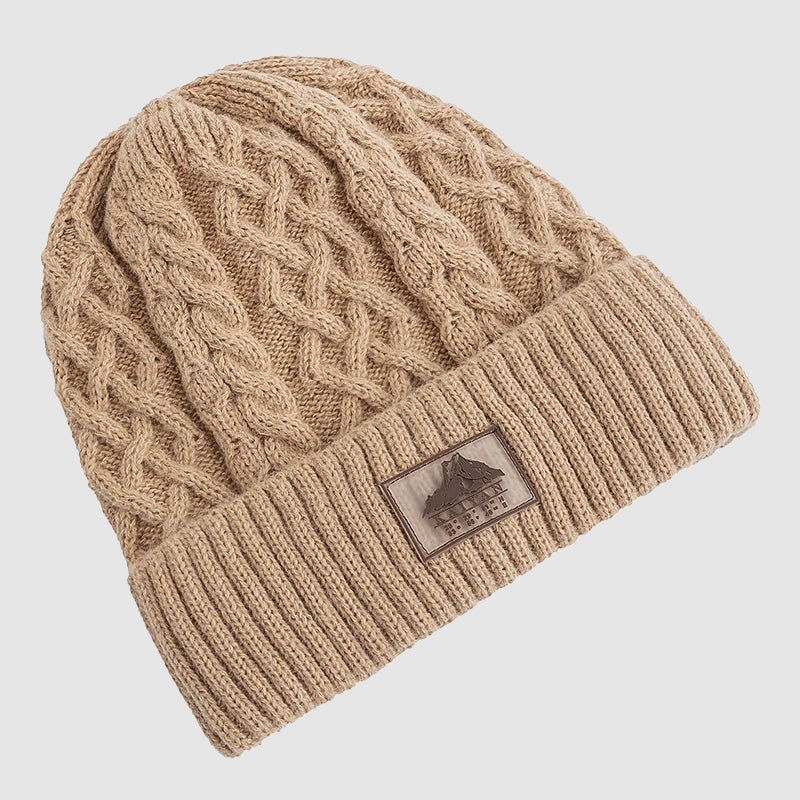 Knitted Beanie with Fold-Over Cuff and Fleece Interior