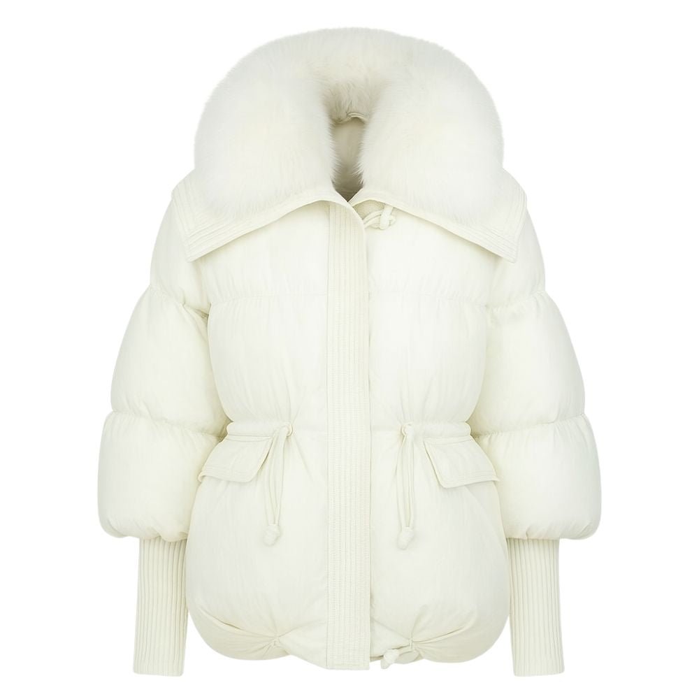 Banksia | Oversized Fox Fur Collar Down Puffer Coat – White