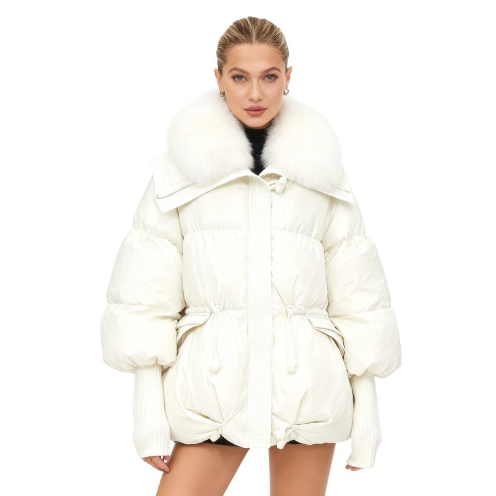 Banksia | Oversized Fox Fur Collar Down Puffer Coat