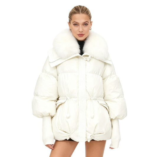 Banksia | Oversized Fox Fur Collar Down Puffer Coat