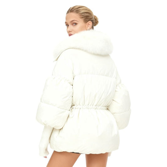 Banksia | Oversized Fox Fur Collar Down Puffer Coat