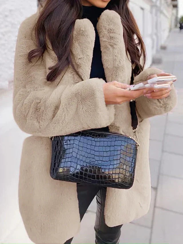 Bridget | Women's Faux Fur Long Open Front Coat