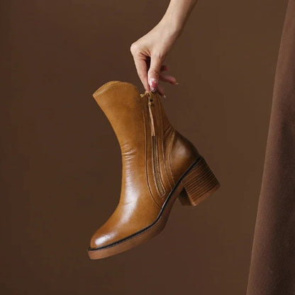 Cecily | Block Heel Ankle Boots Side Zip