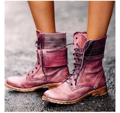Ursula | Lace Up Combat Boots Fold Down Cuff