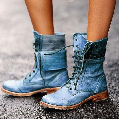 Ursula | Lace Up Combat Boots Fold Down Cuff