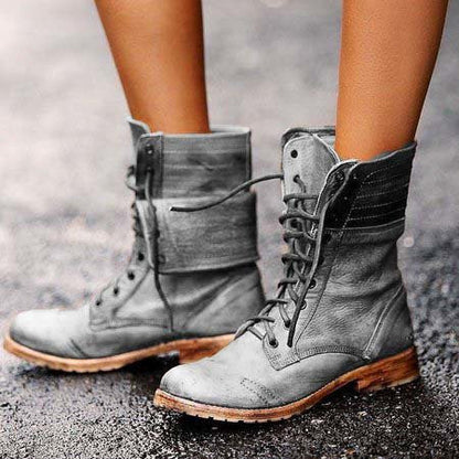 Ursula | Lace Up Combat Boots Fold Down Cuff