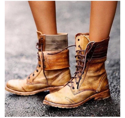 Ursula | Lace Up Combat Boots Fold Down Cuff