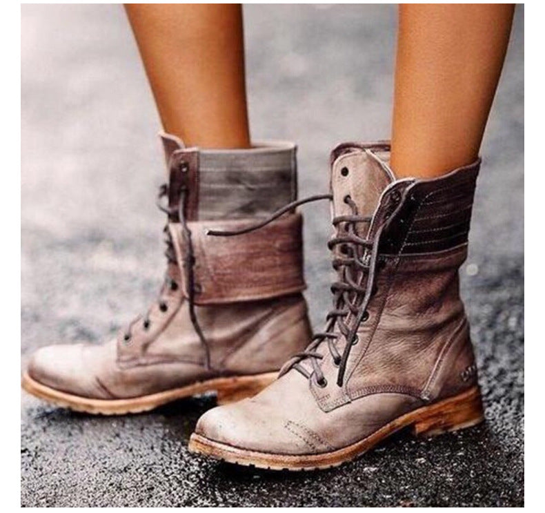 Ursula | Lace Up Combat Boots Fold Down Cuff