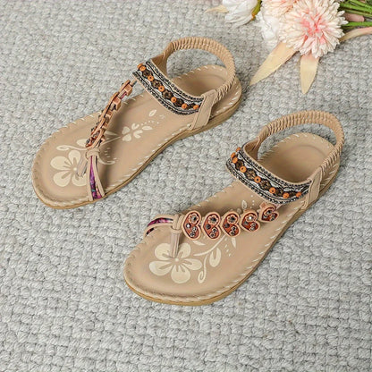 Isla | Women's Beaded Strap Bohemian Leather Sandals