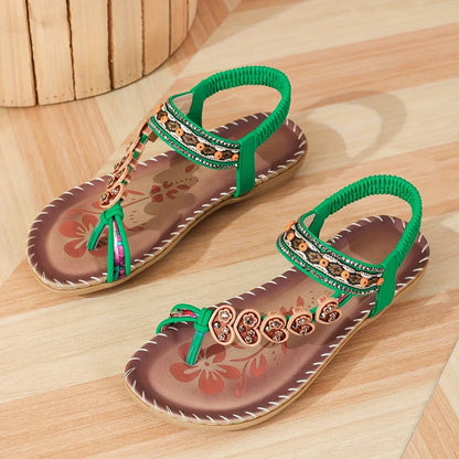 Isla | Women's Beaded Strap Bohemian Leather Sandals