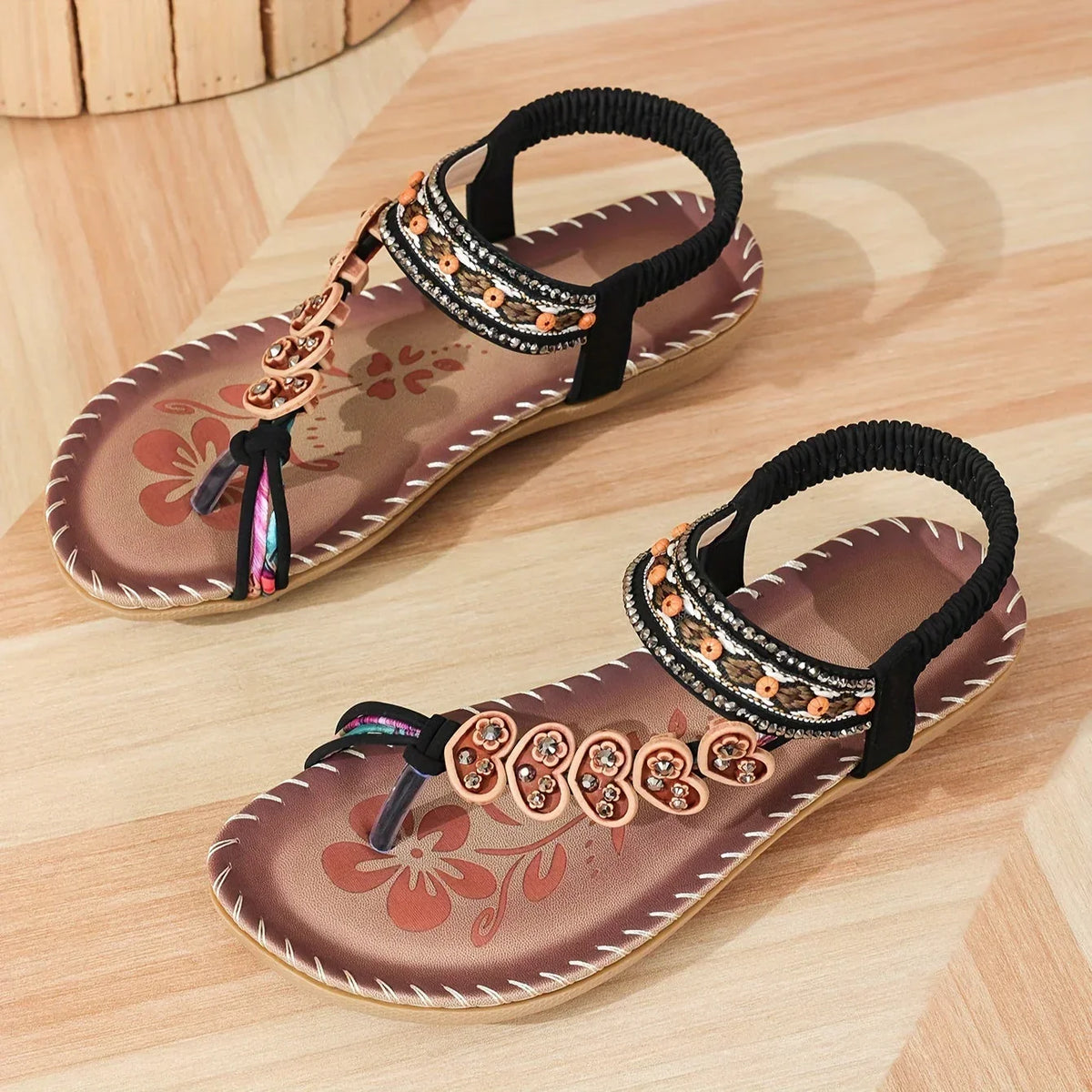 Isla | Women's Beaded Strap Bohemian Leather Sandals