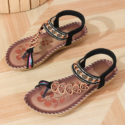 Isla | Women's Beaded Strap Bohemian Leather Sandals