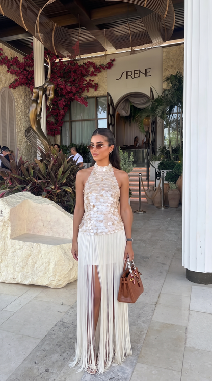 Lila | Shell Bodice Fringe Maxi Dress