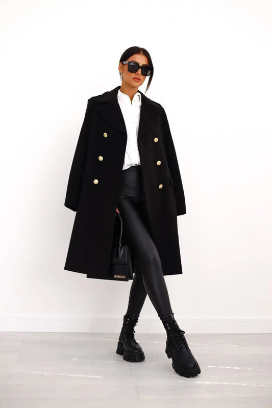 Women's Double-breasted Long Wool Coat