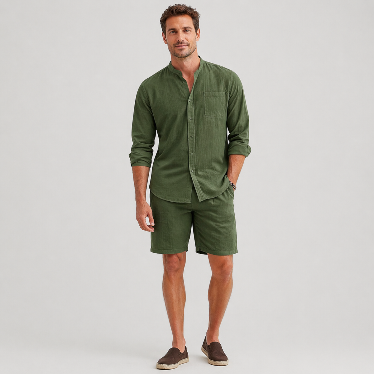 Leo | Men's Linen Shirt and Shorts Set