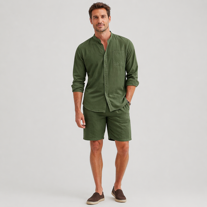 Leo | Men's Linen Shirt and Shorts Set