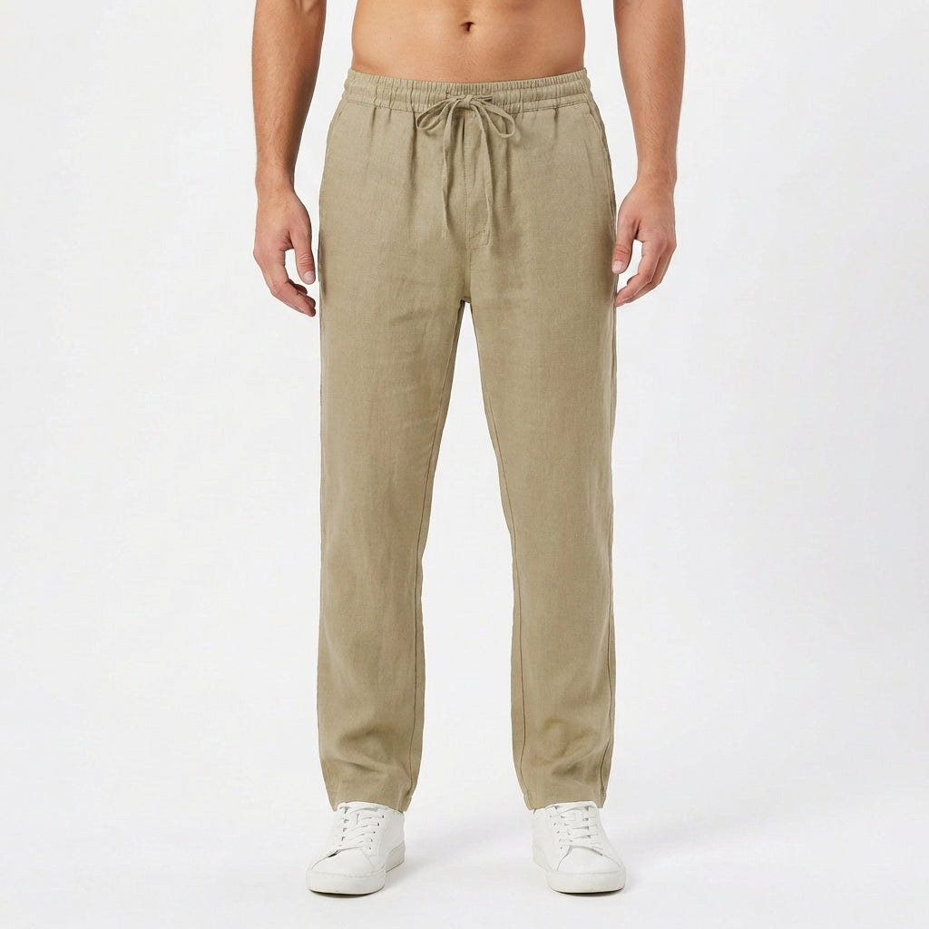 Jake | Men's Straight-Leg Cotton Linen Drawstring Pants