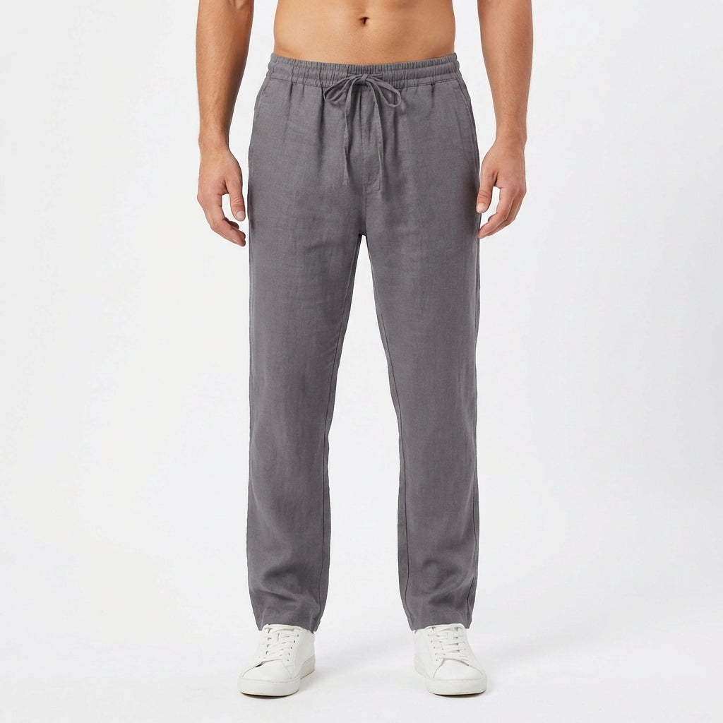 Jake | Men's Straight-Leg Cotton Linen Drawstring Pants