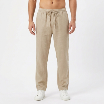 Jake | Men's Straight-Leg Cotton Linen Drawstring Pants