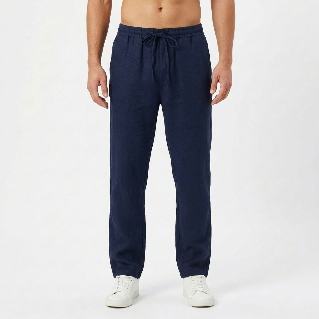Jake | Men's Straight-Leg Cotton Linen Drawstring Pants
