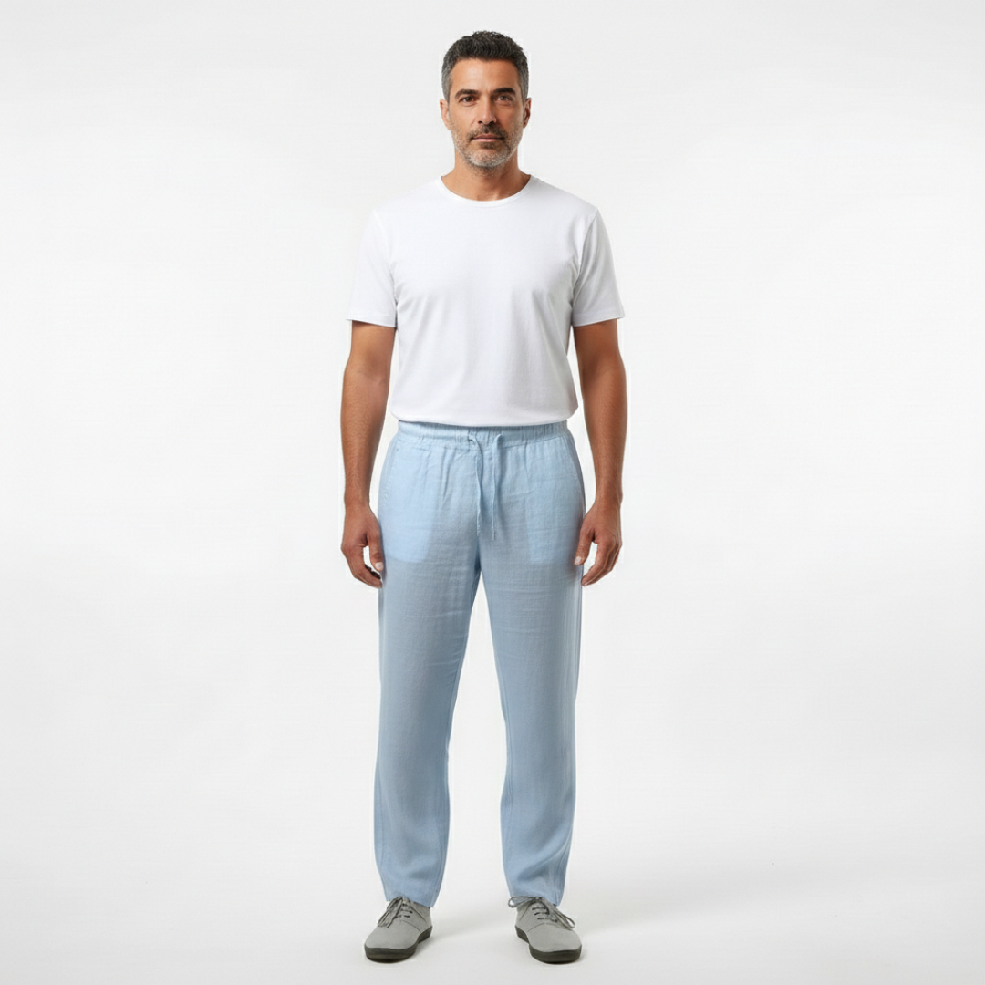 Jake | Men's Straight-Leg Cotton Linen Drawstring Pants