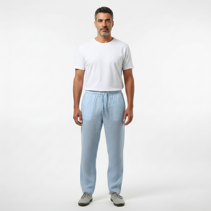Jake | Men's Straight-Leg Cotton Linen Drawstring Pants