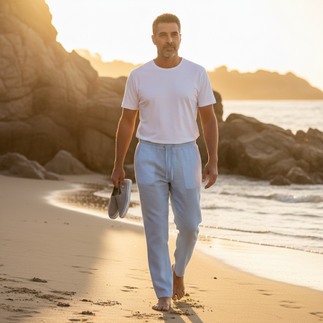 Jake | Men's Straight-Leg Cotton Linen Drawstring Pants