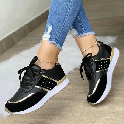 Nicolette | Women's Lace-Up Metallic Accent Sneakers