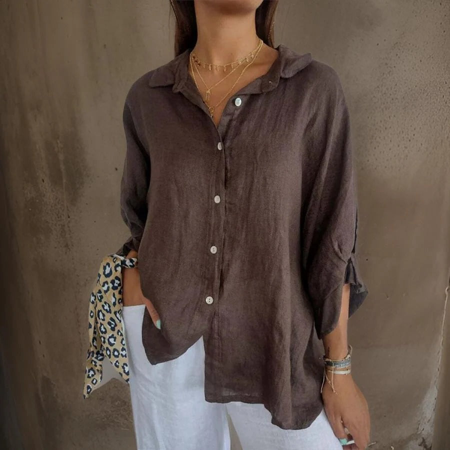 Amelie Rousseau | Women's Relaxed Linen Button Shirt
