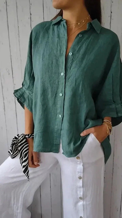 Amelie Rousseau | Women's Relaxed Linen Button Shirt