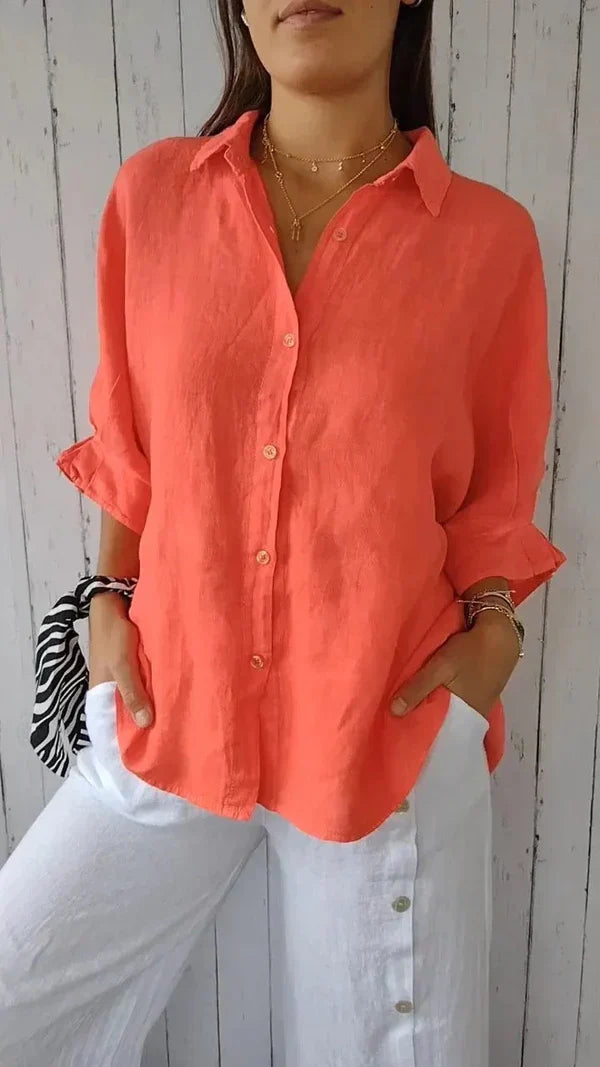 Amelie Rousseau | Women's Relaxed Linen Button Shirt