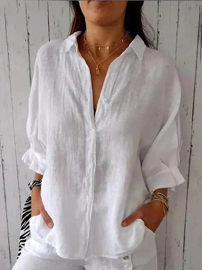 Amelie Rousseau | Women's Relaxed Linen Button Shirt