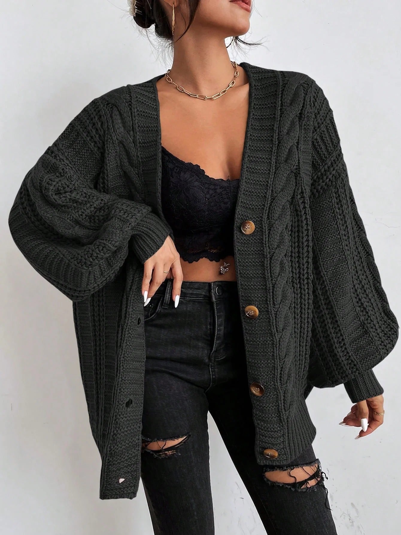 Jean | Women's Oversized Cable Knit Cardigan