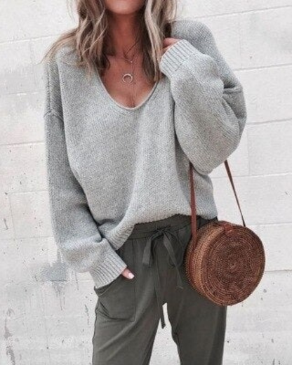 Aurelie | Relaxed V-Neck Knit Sweater