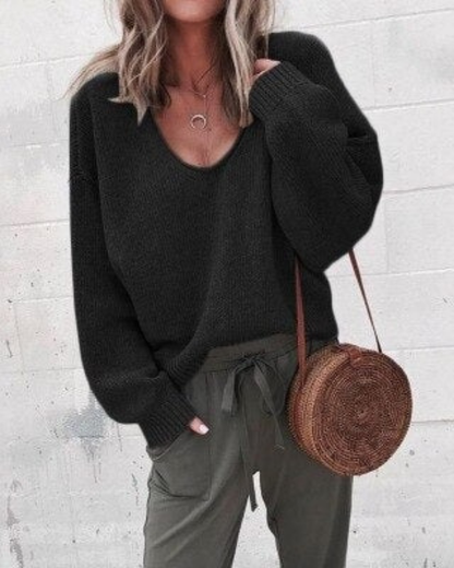Aurelie | Relaxed V-Neck Knit Sweater