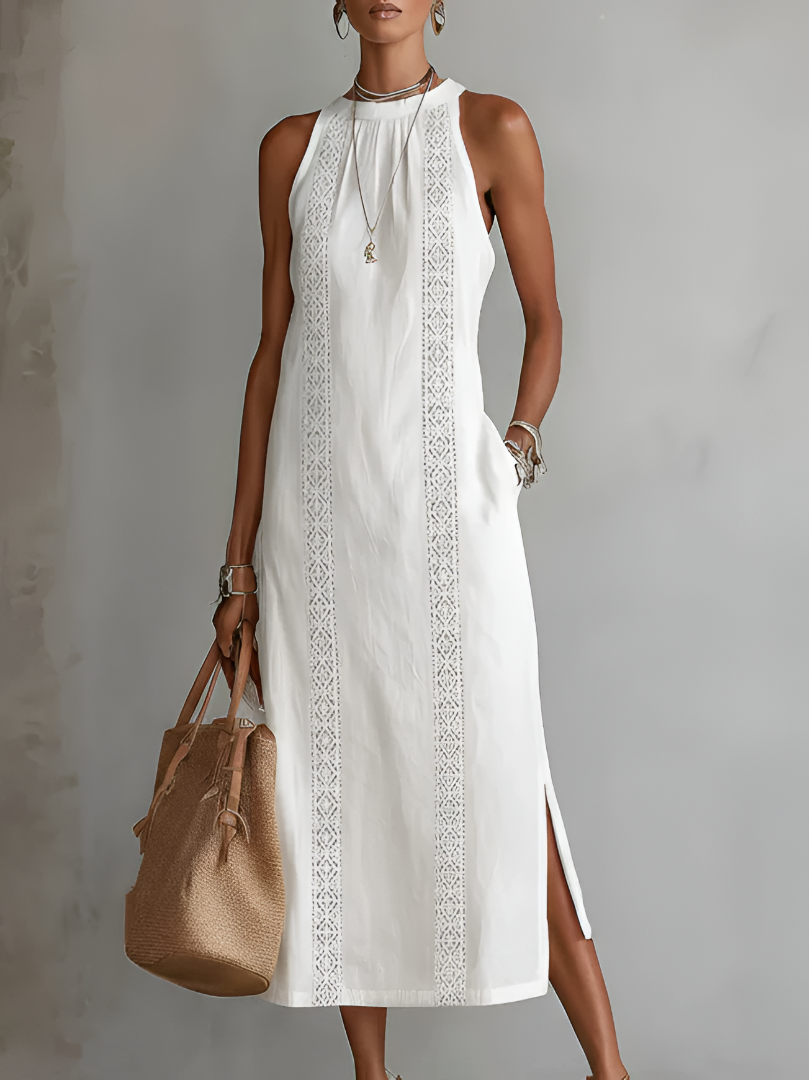 Lacenda | Lace Panel Relaxed Summer Midi Dress