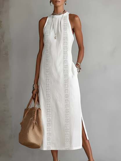 Lacenda | Lace Panel Relaxed Summer Midi Dress