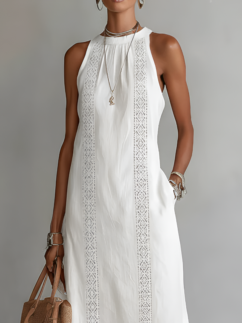 Lacenda | Lace Panel Relaxed Summer Midi Dress