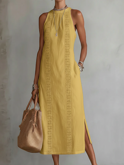Lacenda | Lace Panel Relaxed Summer Midi Dress