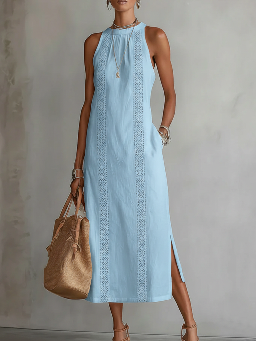 Lacenda | Lace Panel Relaxed Summer Midi Dress