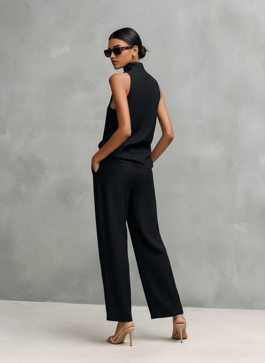Bianca | Black Sleeveless Top and Pants Set
