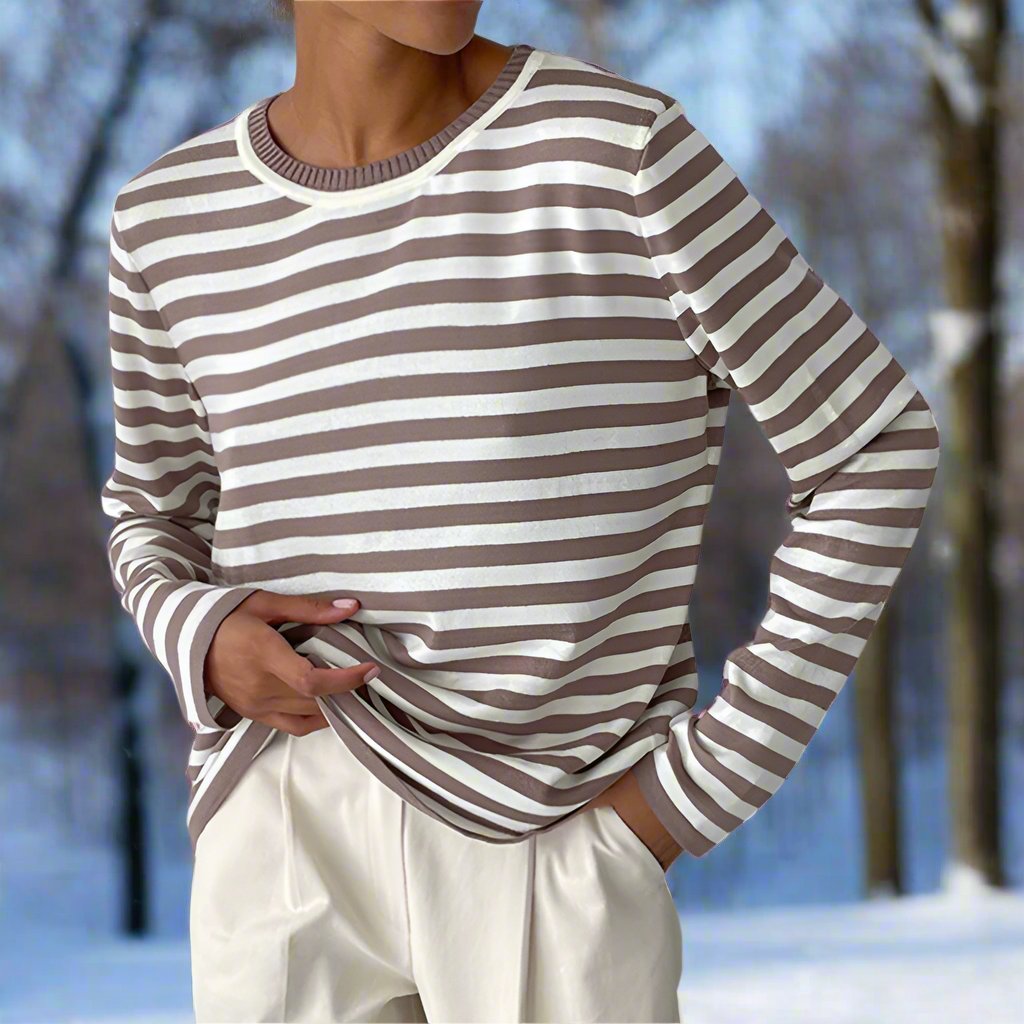 Gail | Striped Cotton Long Sleeve T-Shirt for Women