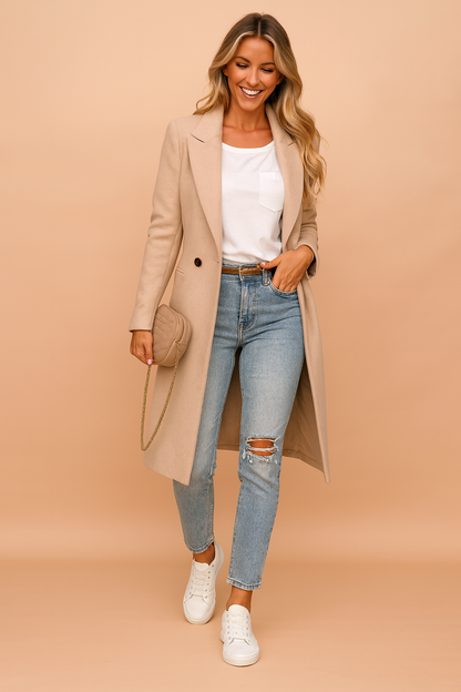 Hayley | Classic Double-Breasted Longline Winter Coat