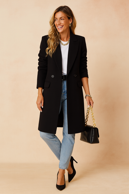 Hayley | Classic Double-Breasted Longline Winter Coat