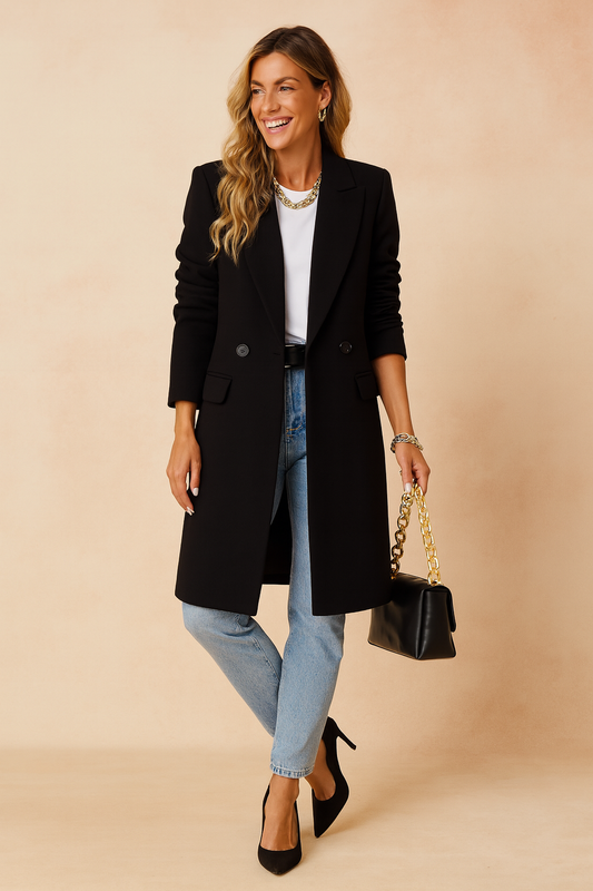 Hayley | Classic Double-Breasted Longline Winter Coat