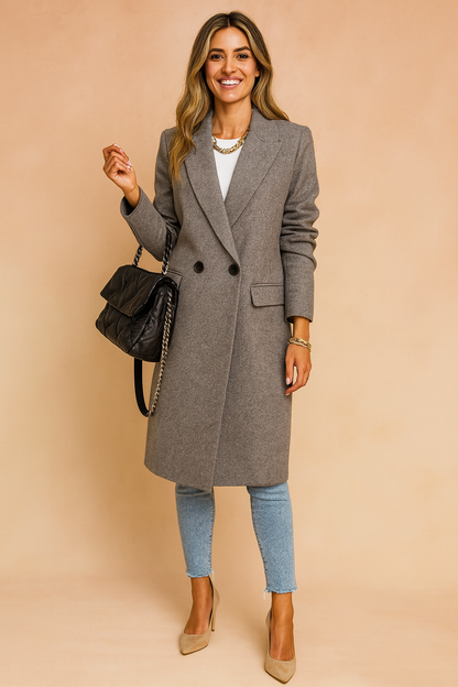 Hayley | Classic Double-Breasted Longline Winter Coat