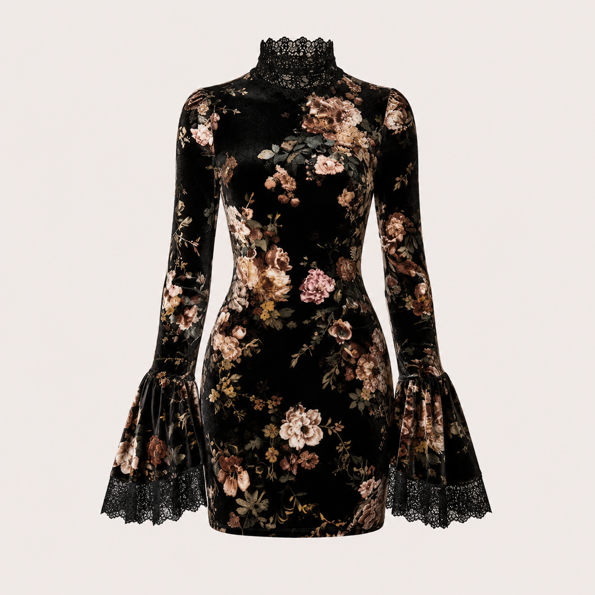 Floral Lace-Trim Cocktail Dress For Women