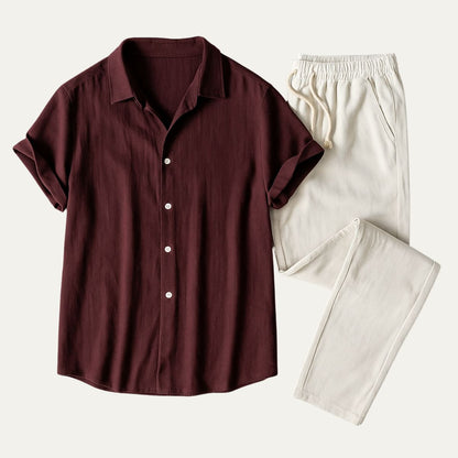 Nico | Men's Linen Shirt and Drawstring Pants Set