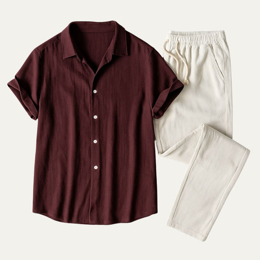Nico | Men's Linen Shirt and Drawstring Pants Set