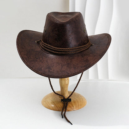 Men’s Cowboy Hat with Wide Brim and Chin Cord